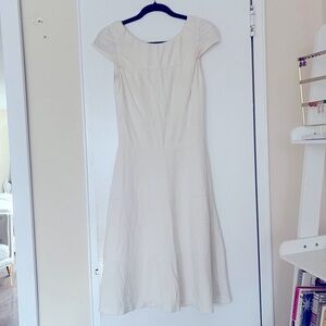 Banana republic size 0 white midi summer dress small cap sleeve zip long A line